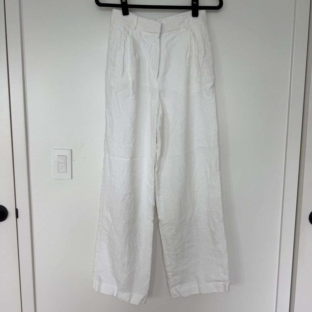 Babaton White Linen Trousers